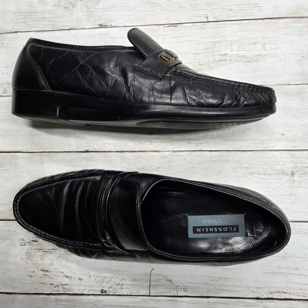 Florsheim Comfortech Loafers Slip On Mens 11.5 D Black Leather Moc Toe 23180